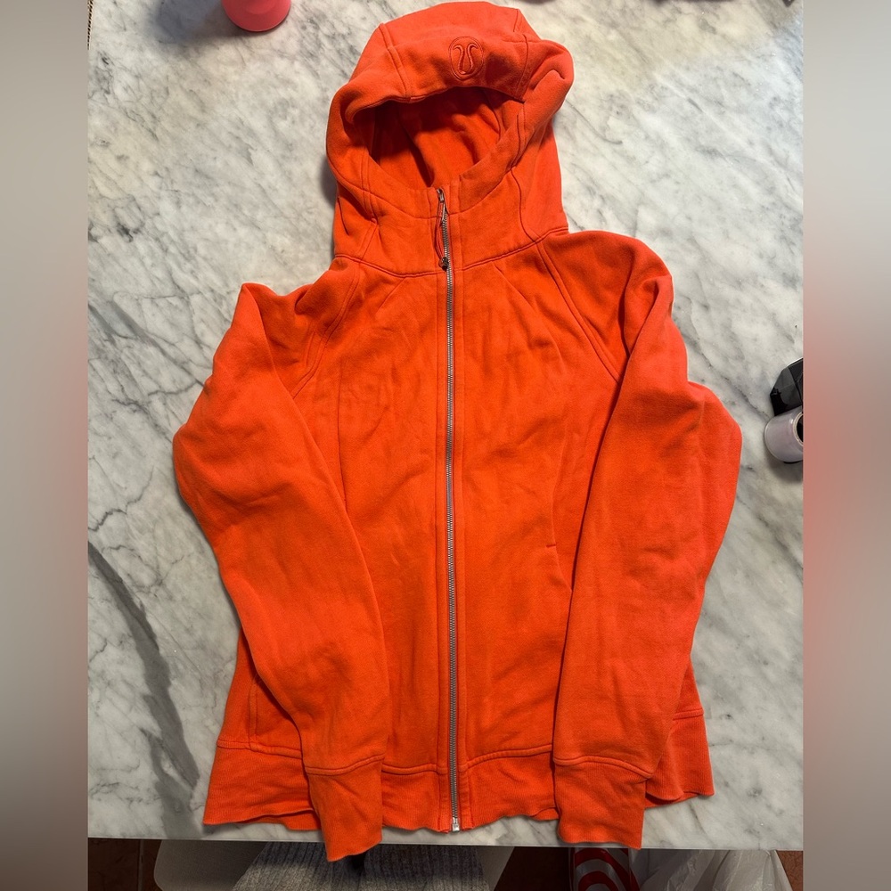 Orange lululemon full length zip up scuba